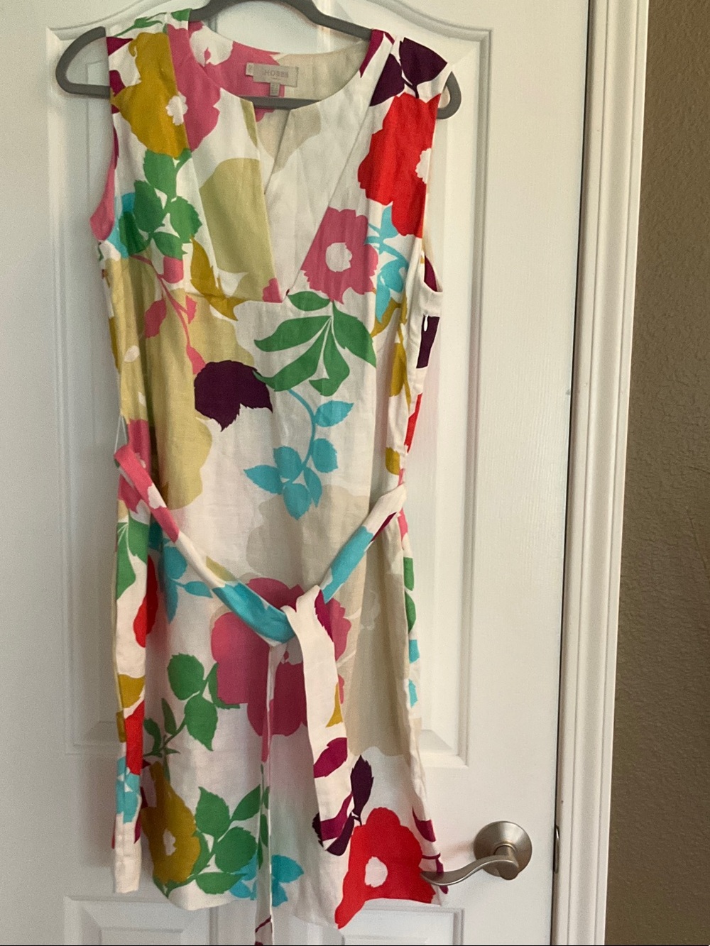 Hobbs London Multicolor Daria Linen Floral Sleeveless Tie-Waist Shift Dress